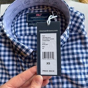 Men’s Vineyard Vines Performance Classic Fit Tucker Shirt in Blue Bay SIZE XS
